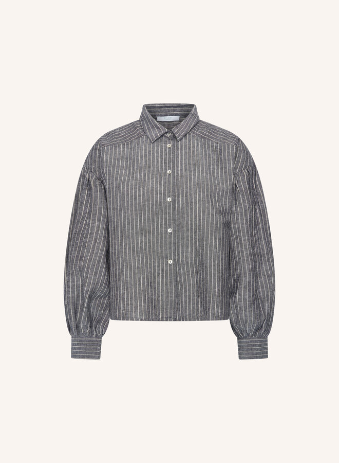 By Bar sarah short thin stripe blouse ash grey