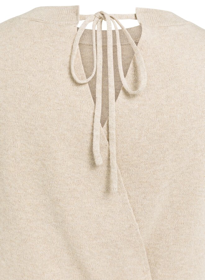 Yaya trui met korte mouwen en open rug beige