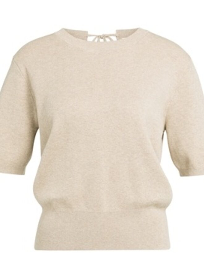 Yaya trui met korte mouwen en open rug beige