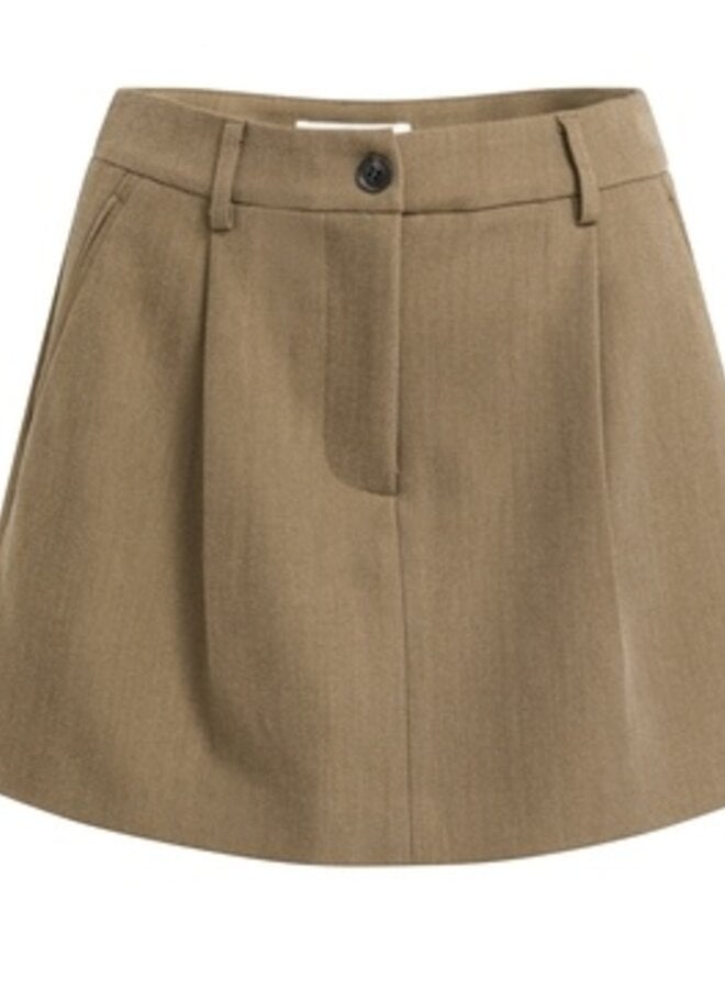 Yaya geweven minirok met plooien teak brown