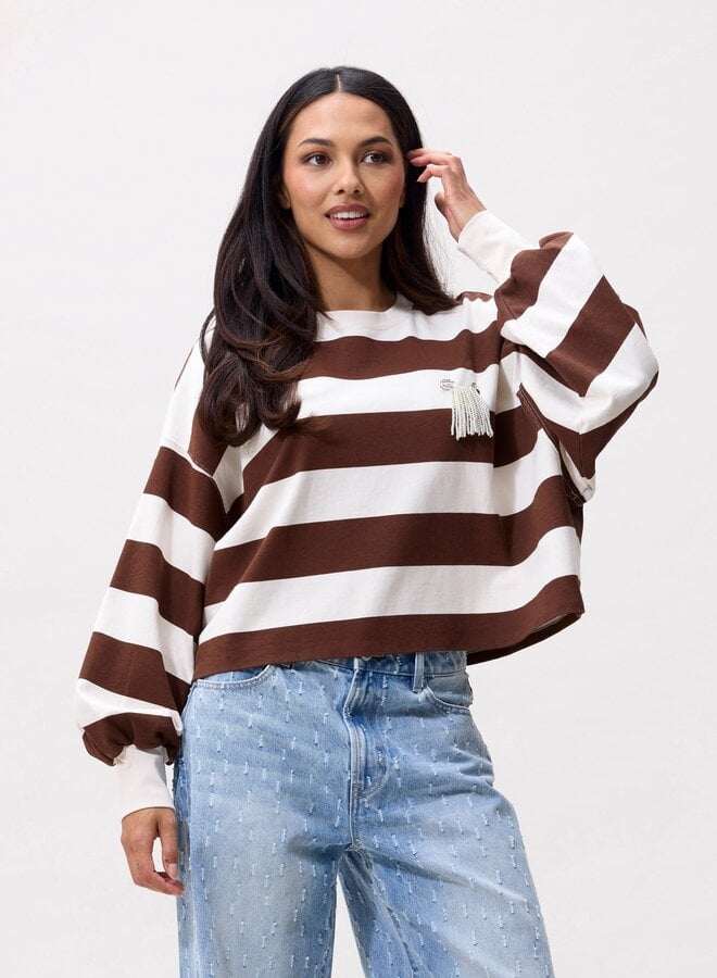 Catwalk junkie oversized striped long sleeve rocky road