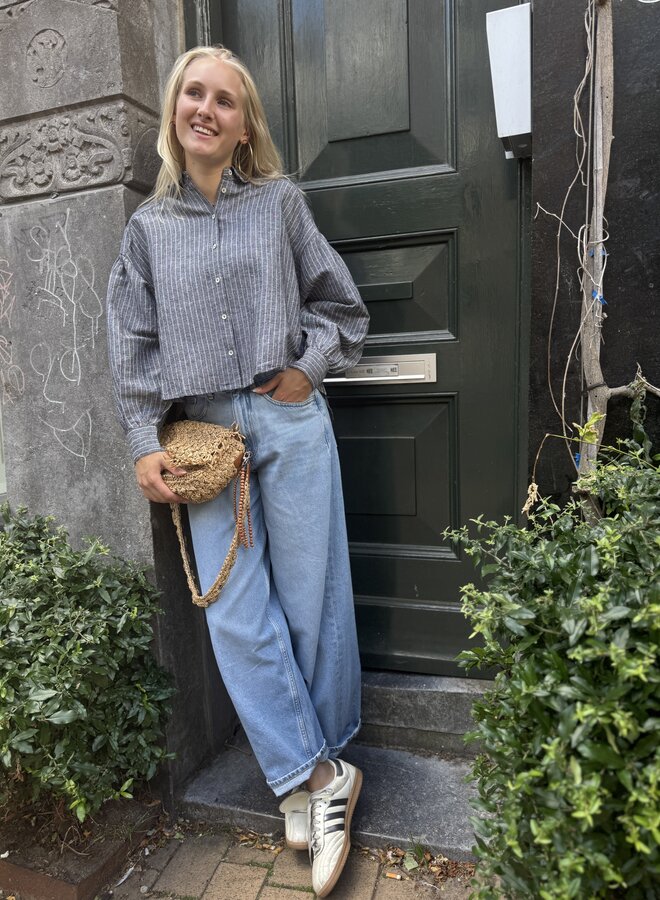By Bar sarah short thin stripe blouse ash grey