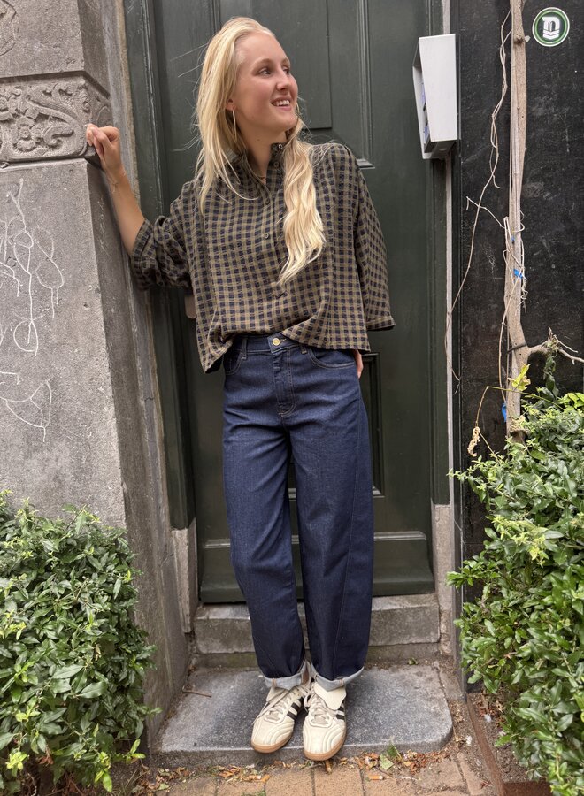 By Bar jess blouse olive check