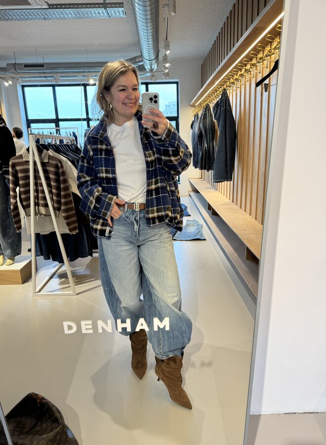 Denham hono check jacket dark blue