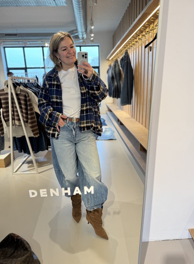 Denham hono check jacket dark blue