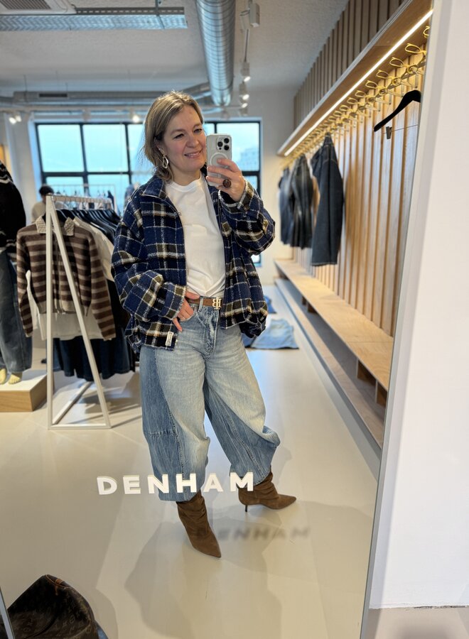 Denham hono check jacket dark blue
