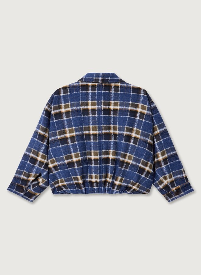 Denham hono check jacket dark blue