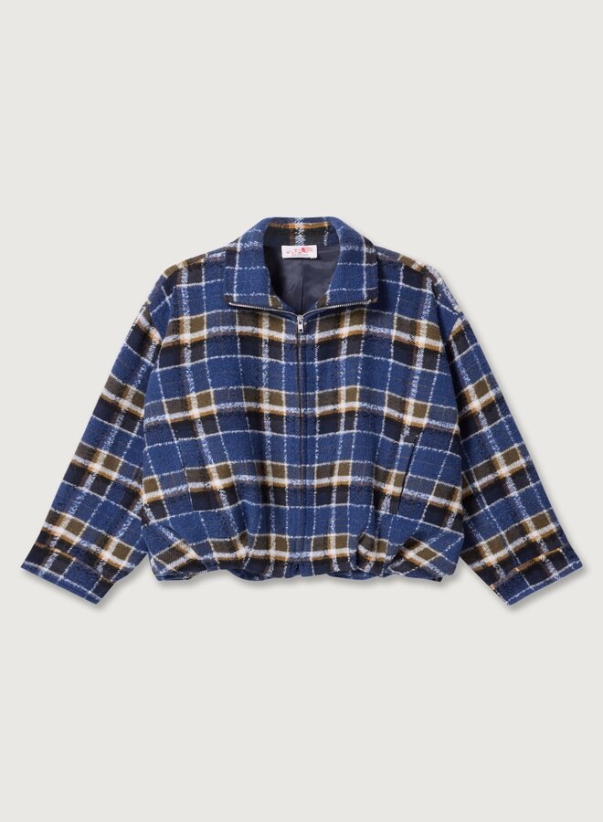 Denham hono check jacket dark blue