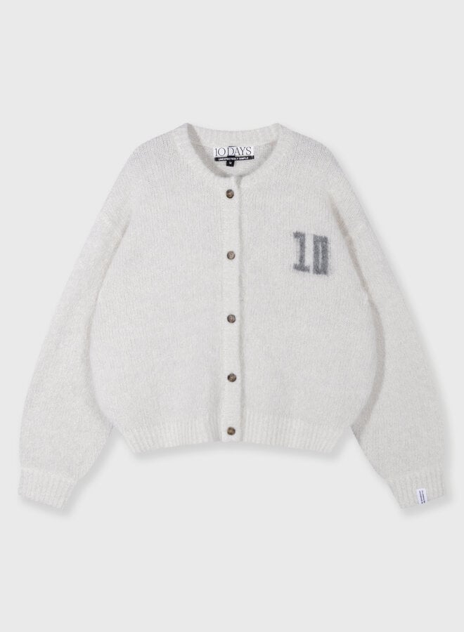 10days hairy knit cardigan ecru