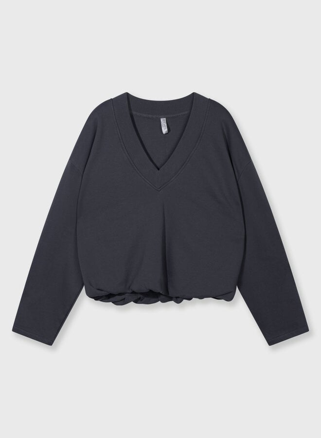 10days v-neck balloon sweater steel blue