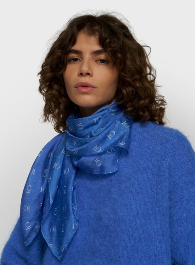 10DAYS silk scarf monogram ultramarine