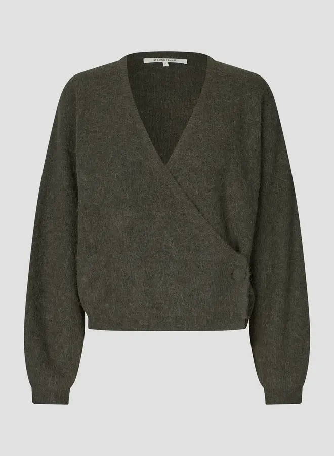 Second Female gabby wrap knit black olive
