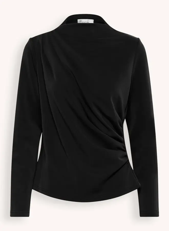MEW helle asymmetric blouse black