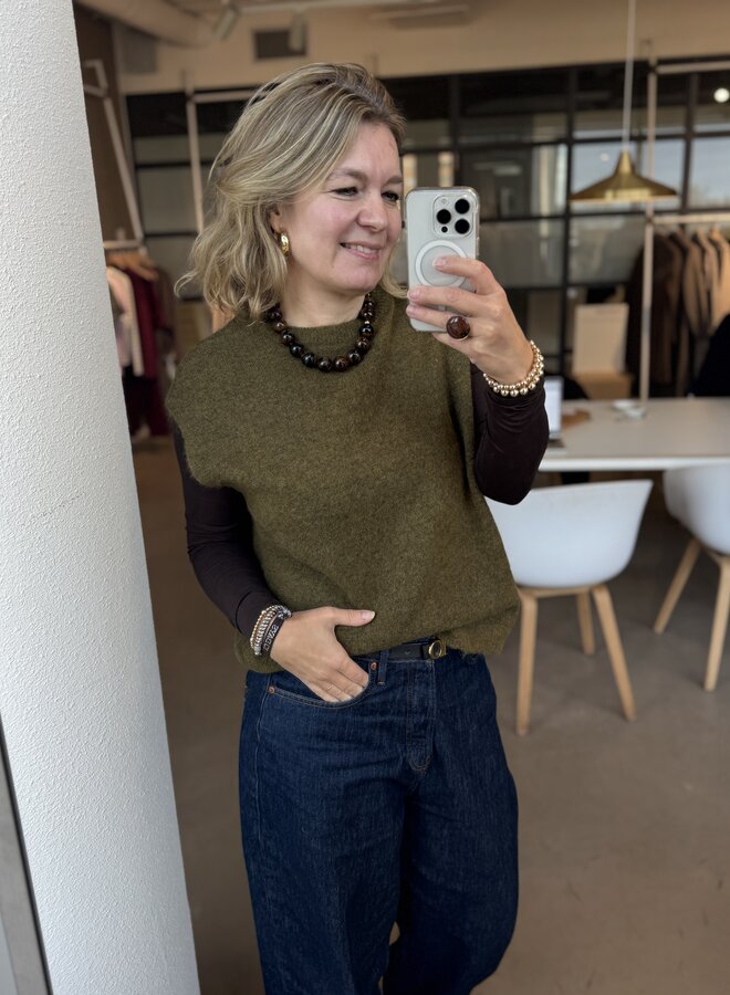 SF lulu sl knit vest fir green