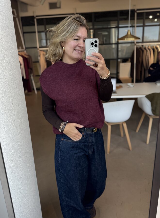 SF lulu sl knit vest tawny port