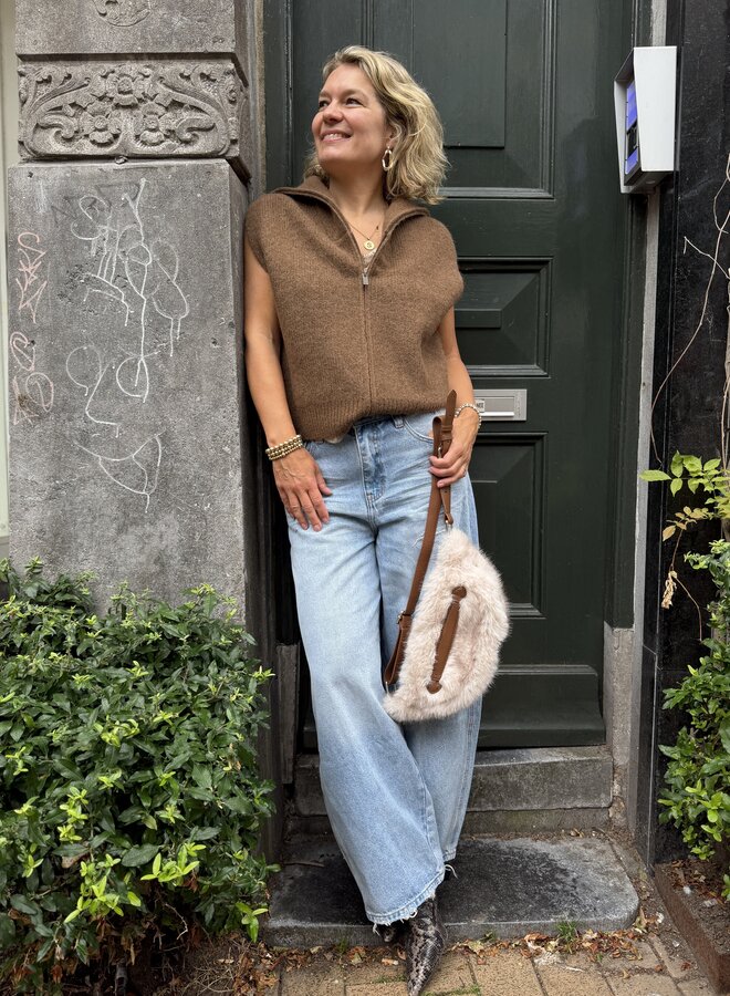 Knit-ted manny cardigan mid brown
