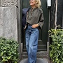 By Bar jess blouse olive check