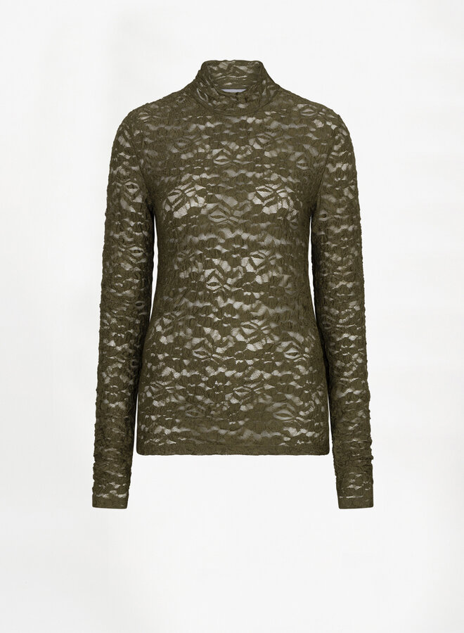 Dante6 irony lace turtle neck top olive