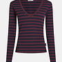 Penn&Ink W26F1923 longsleeve stripe aubergine navy