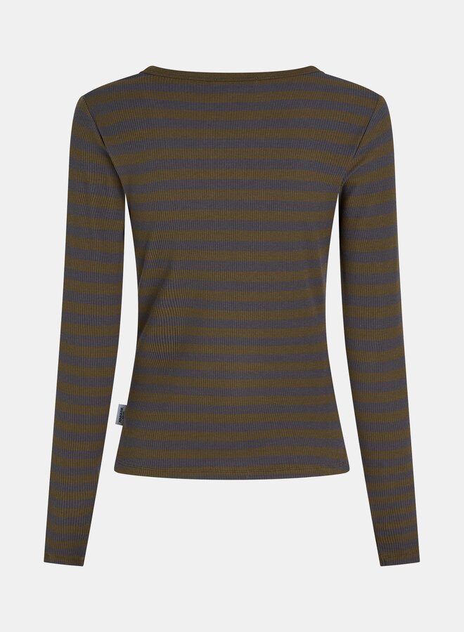 Penn&Ink W26F1923 stripe longsleeve tabac antra