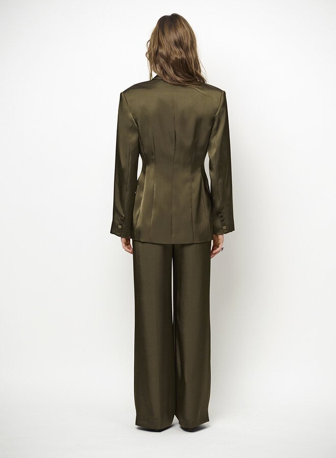 Dante6 jules bold satin smart pants olive