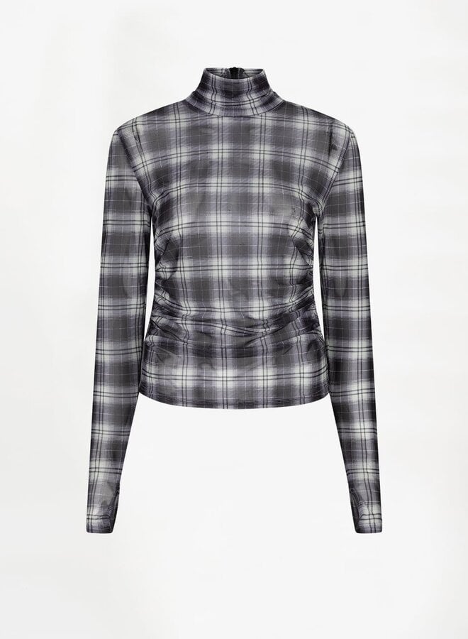 Dante6 casha printed check mesh top multicolour