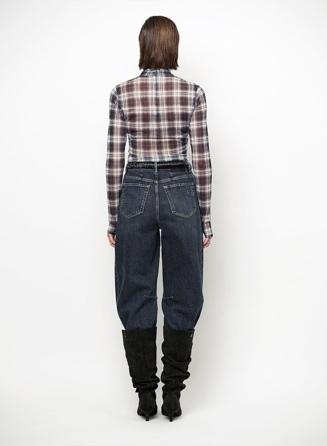 Dante6 casha printed check mesh top multicolour