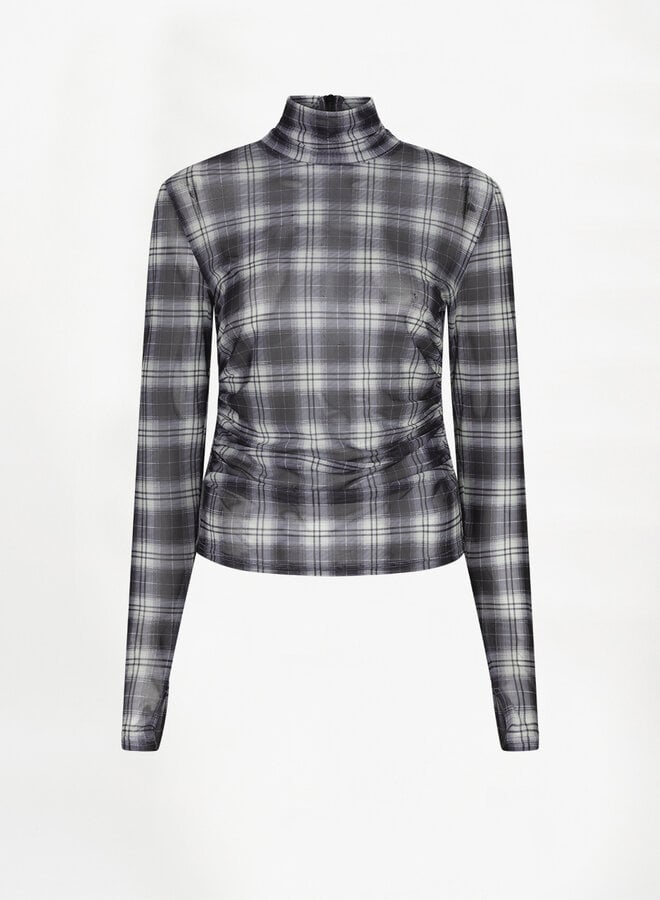 Dante6 casha printed check mesh top multicolour