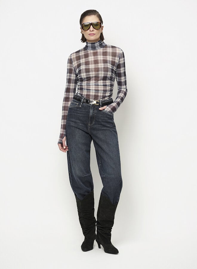 Dante6 casha printed check mesh top multicolour