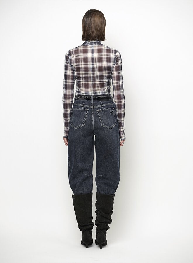 Dante6 casha printed check mesh top multicolour