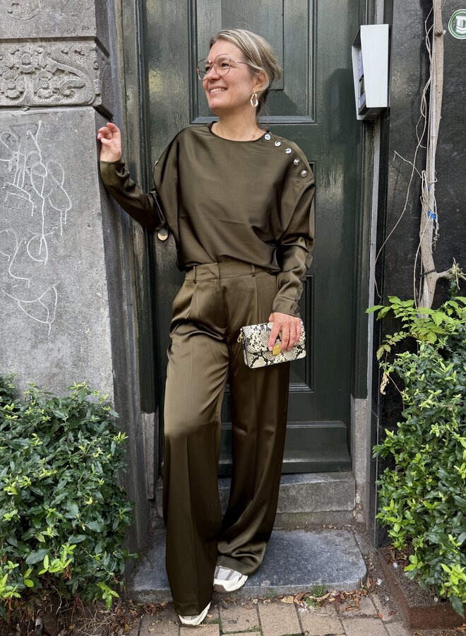 Dante6 leiva bold satin button detail top olive