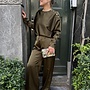 Dante6 leiva bold satin button detail top olive