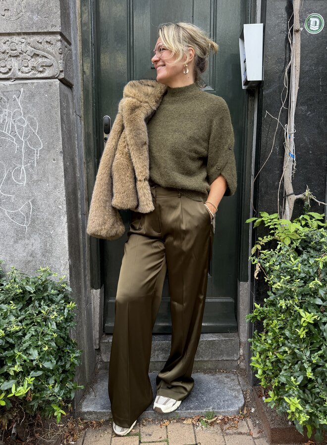 Dante6 jules bold satin smart pants olive