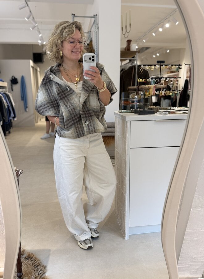 Dante6 lunetta check cape coat greige