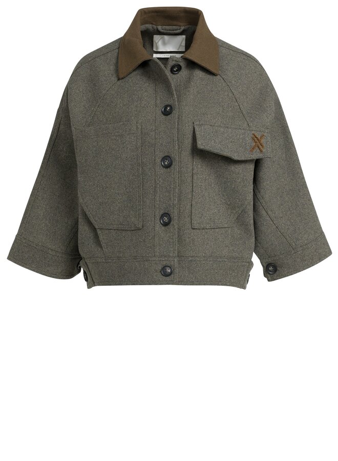 YAYA oversized wolmix jas grey