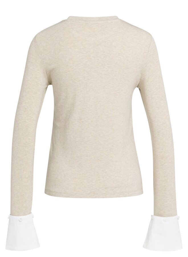 Yaya jersey top met afneembare manchet grey