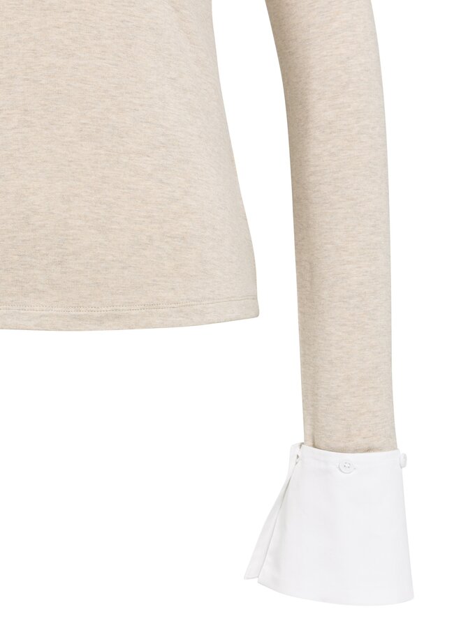 Yaya jersey top met afneembare manchet grey