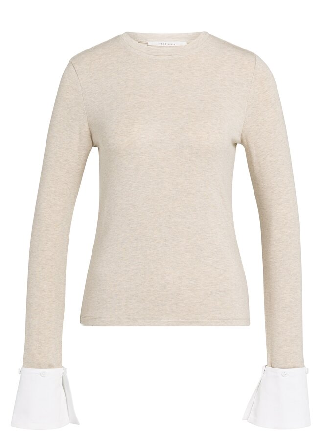 Yaya jersey top met afneembare manchet grey