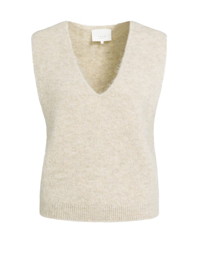 Yaya spencer met diepe v-hals beige