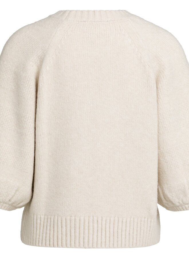 Yaya gebreide trui met ballonmouw off white