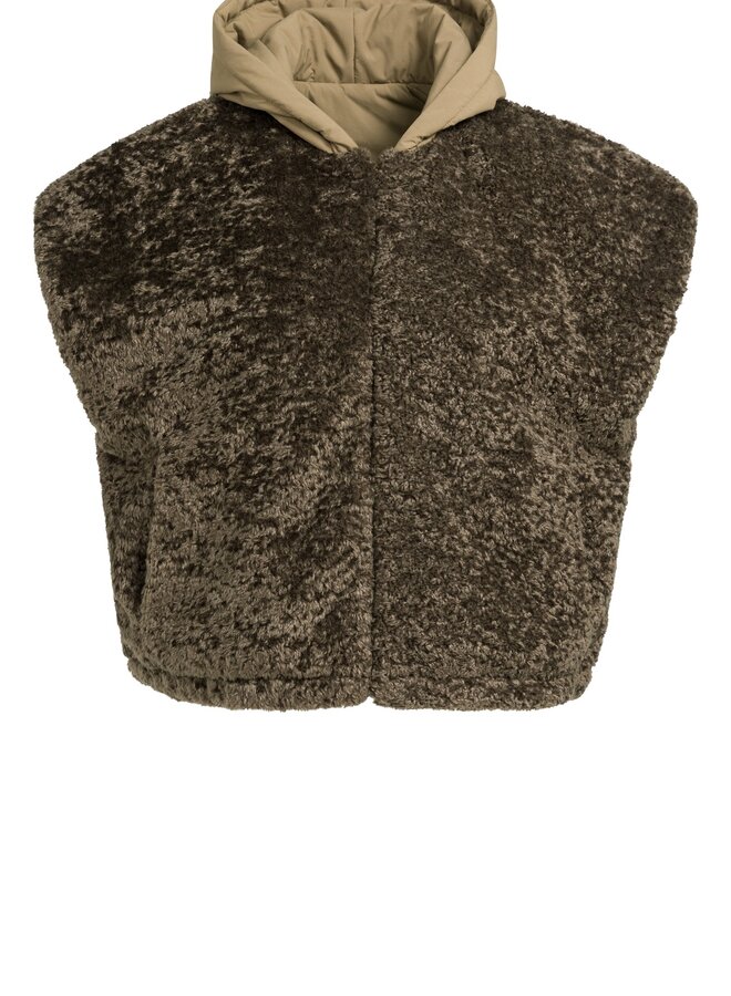 Yaya reversible bodywarmer van fake fur brown