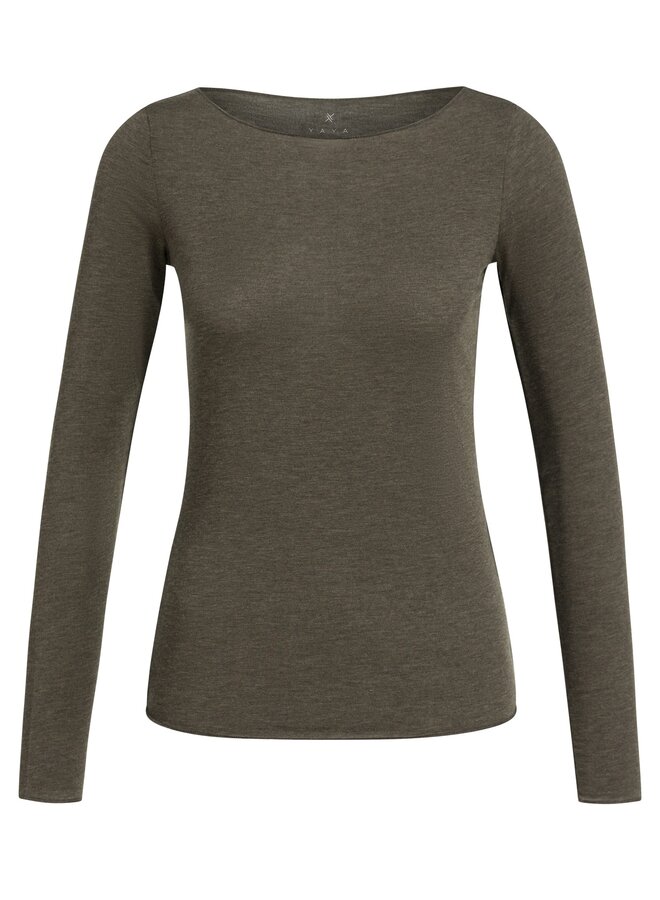 Yaya top met ronde hals brown