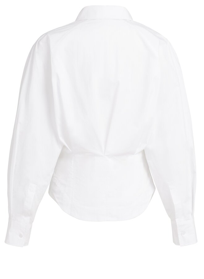 Yaya blouse met tailleaccent en plooien white