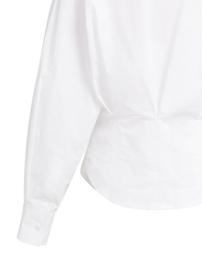 Yaya blouse met tailleaccent en plooien white