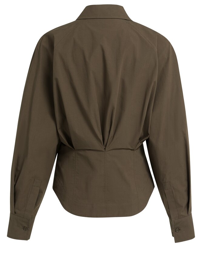 Yaya blouse met tailleaccent en plooien brown