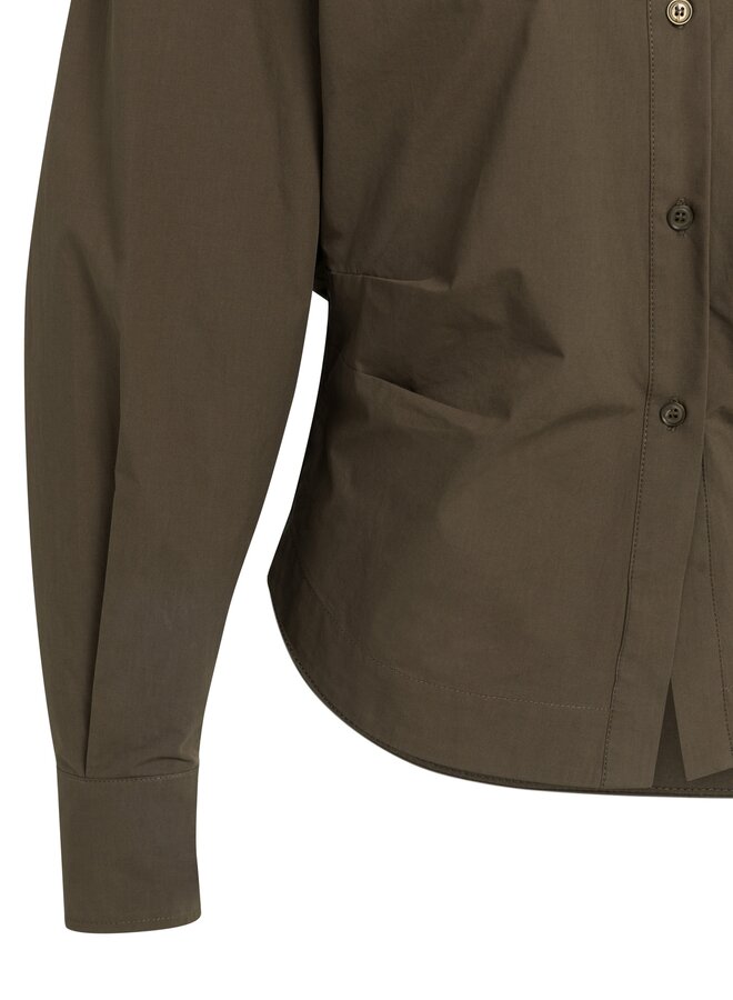 Yaya blouse met tailleaccent en plooien brown