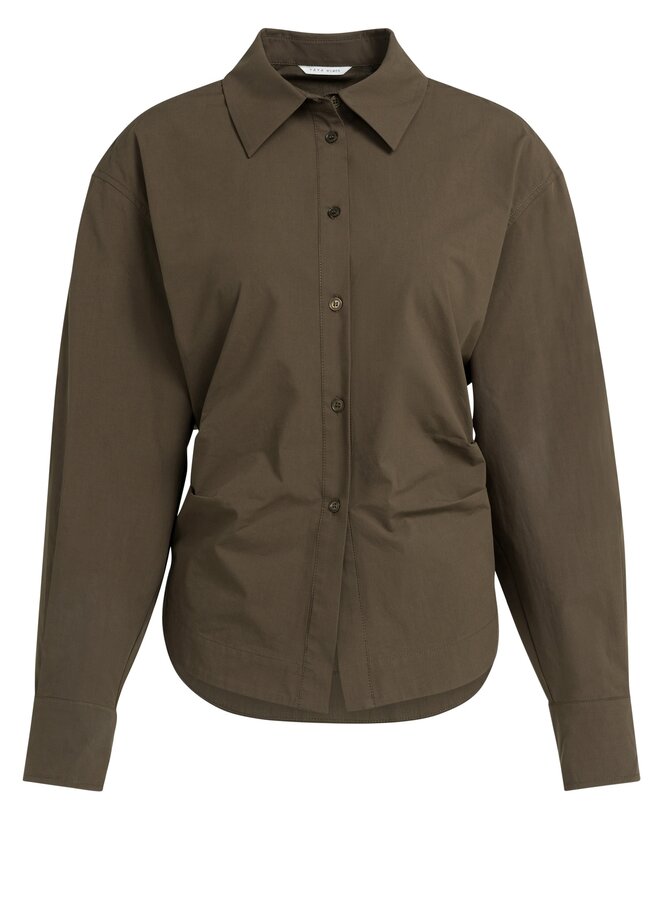 Yaya blouse met tailleaccent en plooien brown