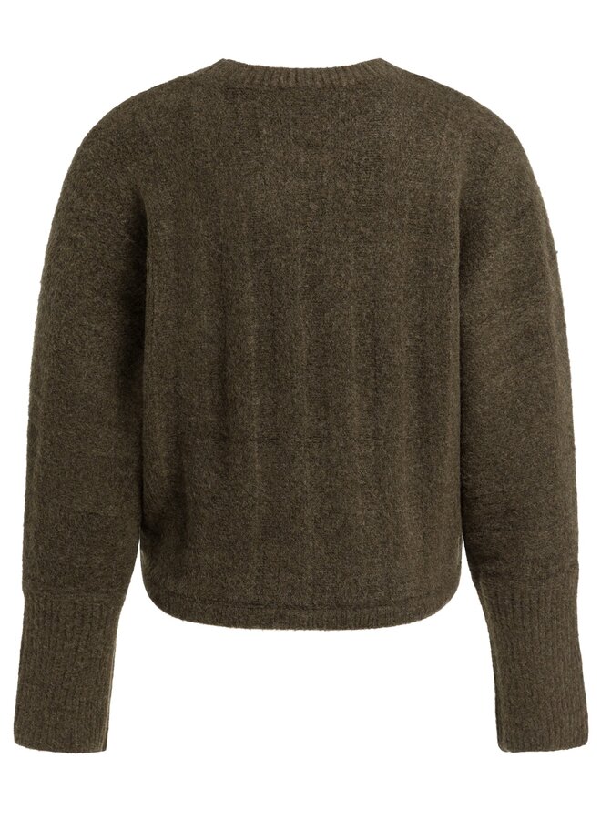 Yaya rib trui met vleermuismouw brown