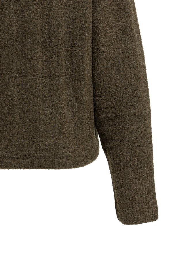 Yaya rib trui met vleermuismouw brown
