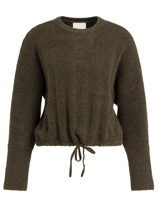 Yaya rib trui met vleermuismouw brown